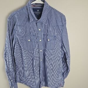 American Eagle Outfitters Shirt Blue And White‎